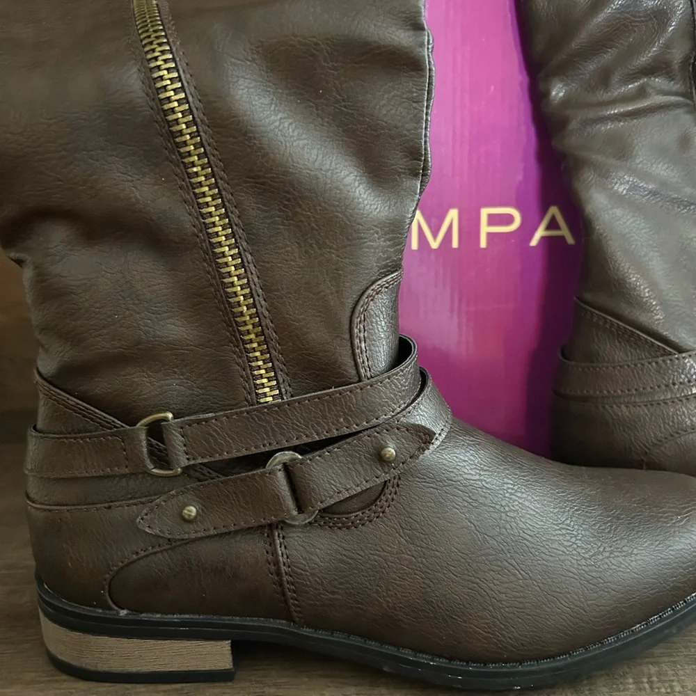 NIB Rampage Idella Brown Tall Boots Riding Zipper 9 New